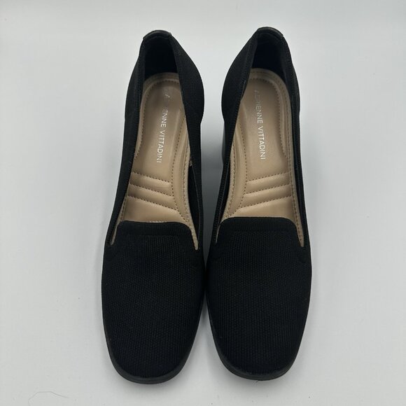 Adrienne Vittadini Brittiny Women’s US 8.5 Black Knit Shoes‎ Chunky Heel Mature - Picture 2 of 11